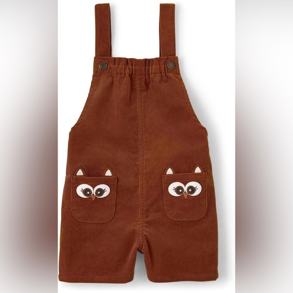 Kids Fall Corduroy Owl Overall Romper size 7 Back to school Halloween Fall - Picture 2 of 10
